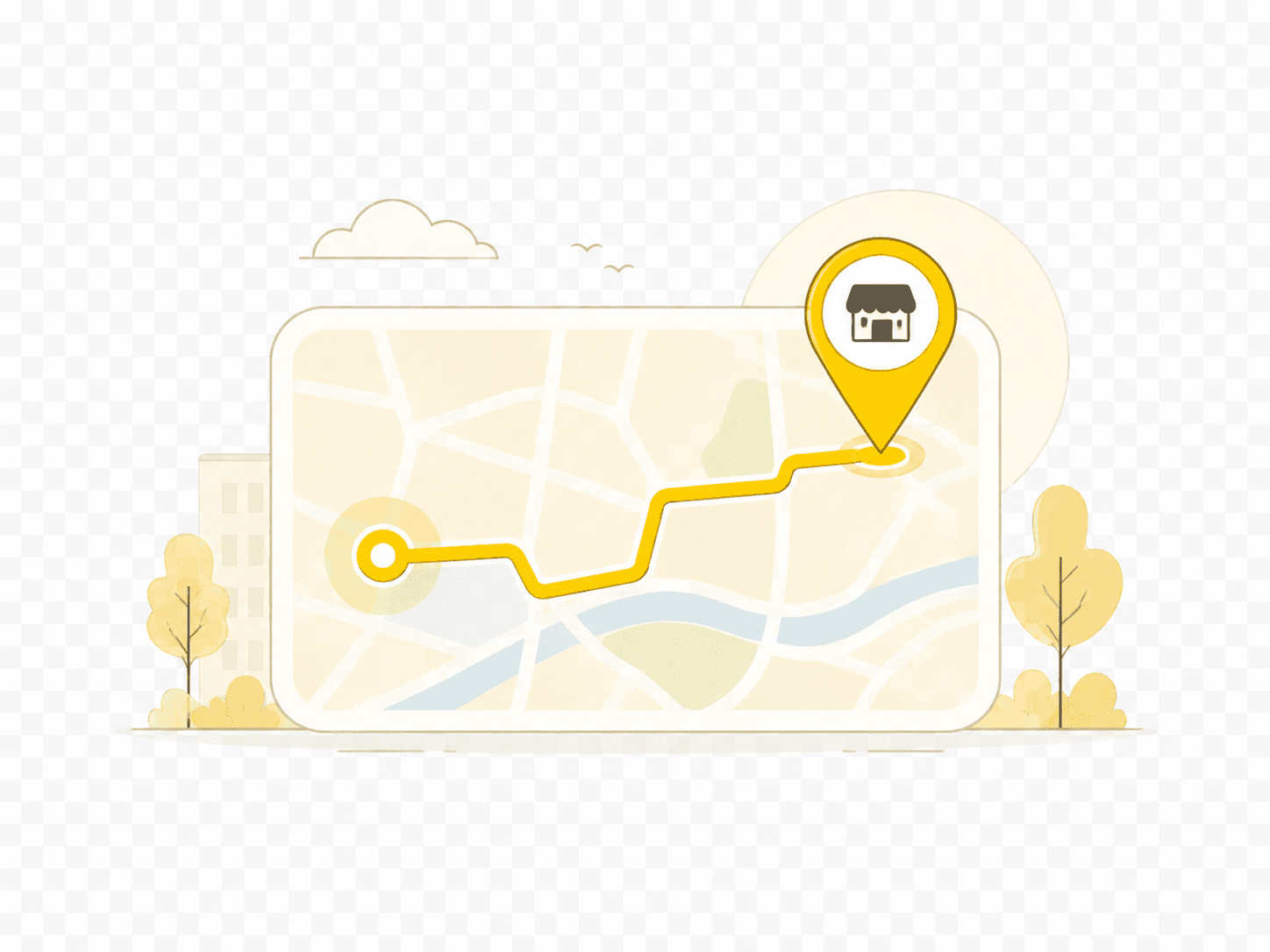 Mapa destacando a melhor loja e o trajeto ate ela